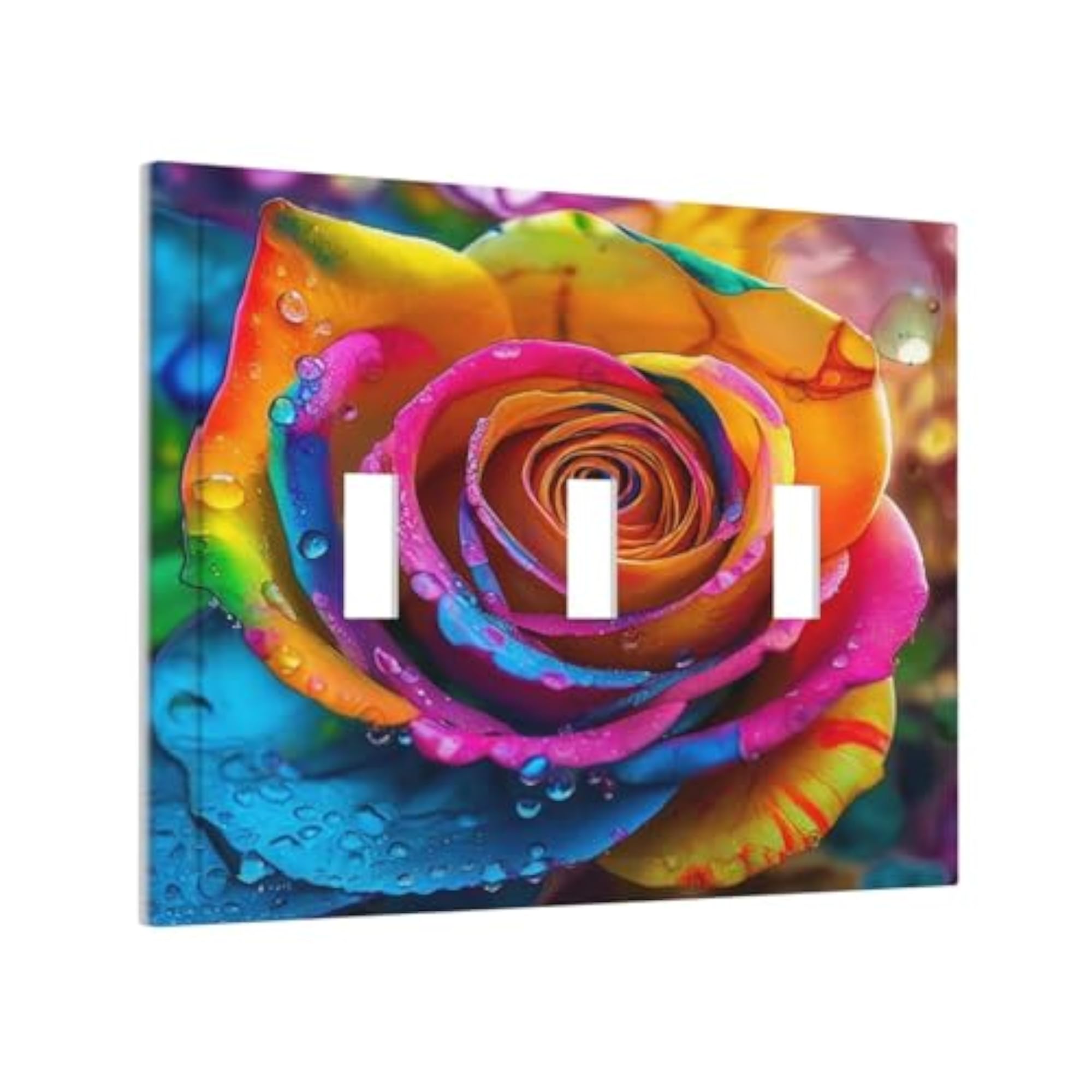 Light Switch Cover Plate Rainbow Rose Flowers